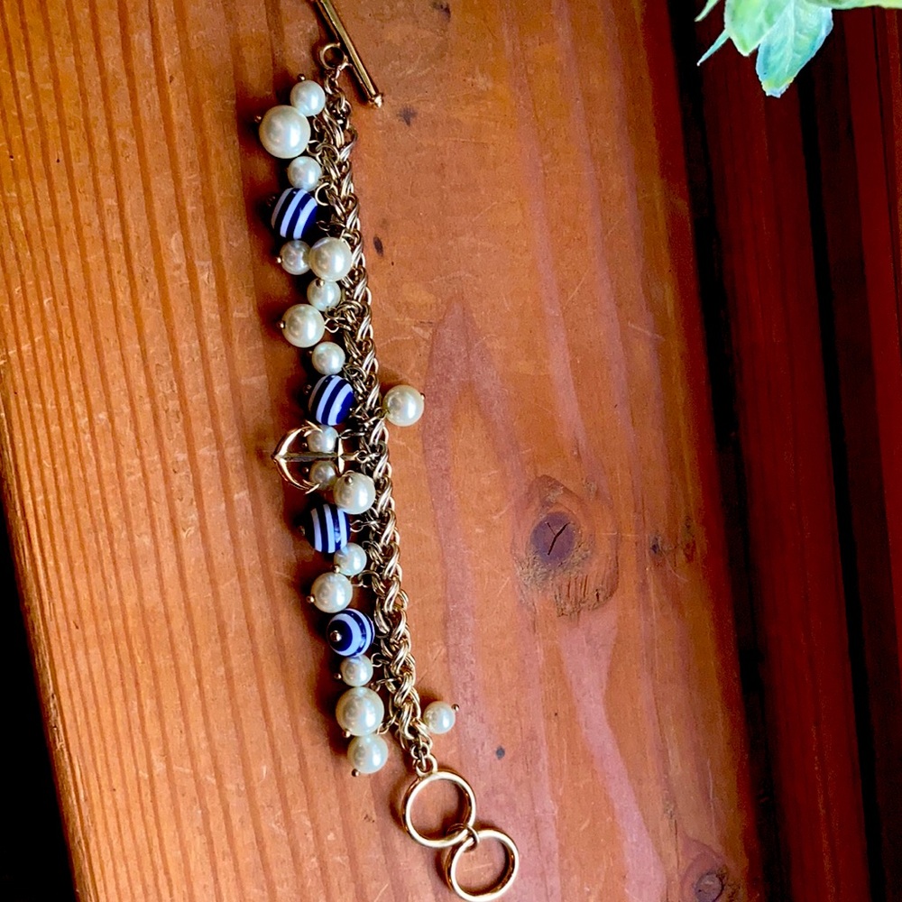 Cute faux pearl and nautical charm bracelet